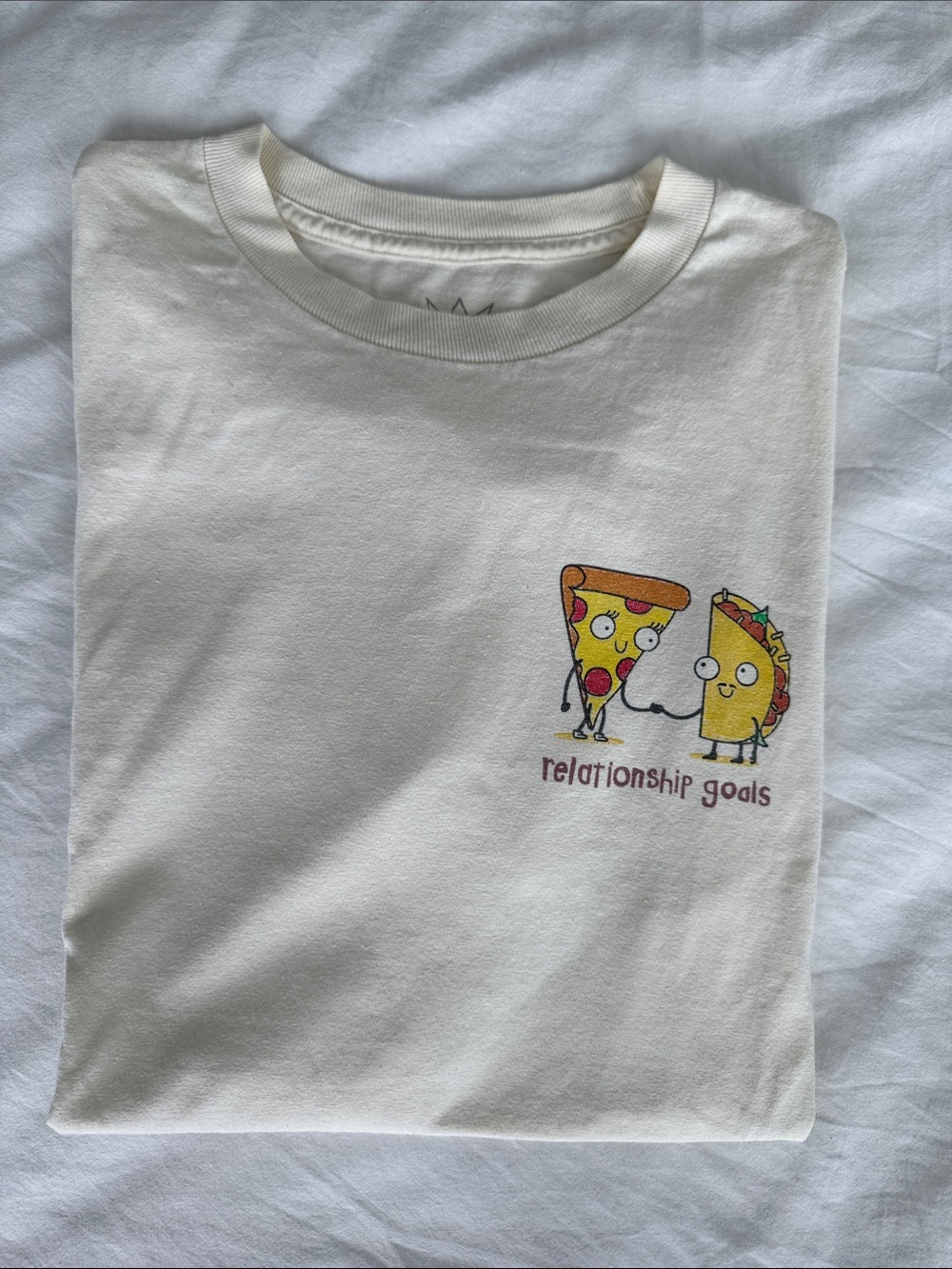 Cream 'Relationship Goals' Graphic Short Sleeve Tee
